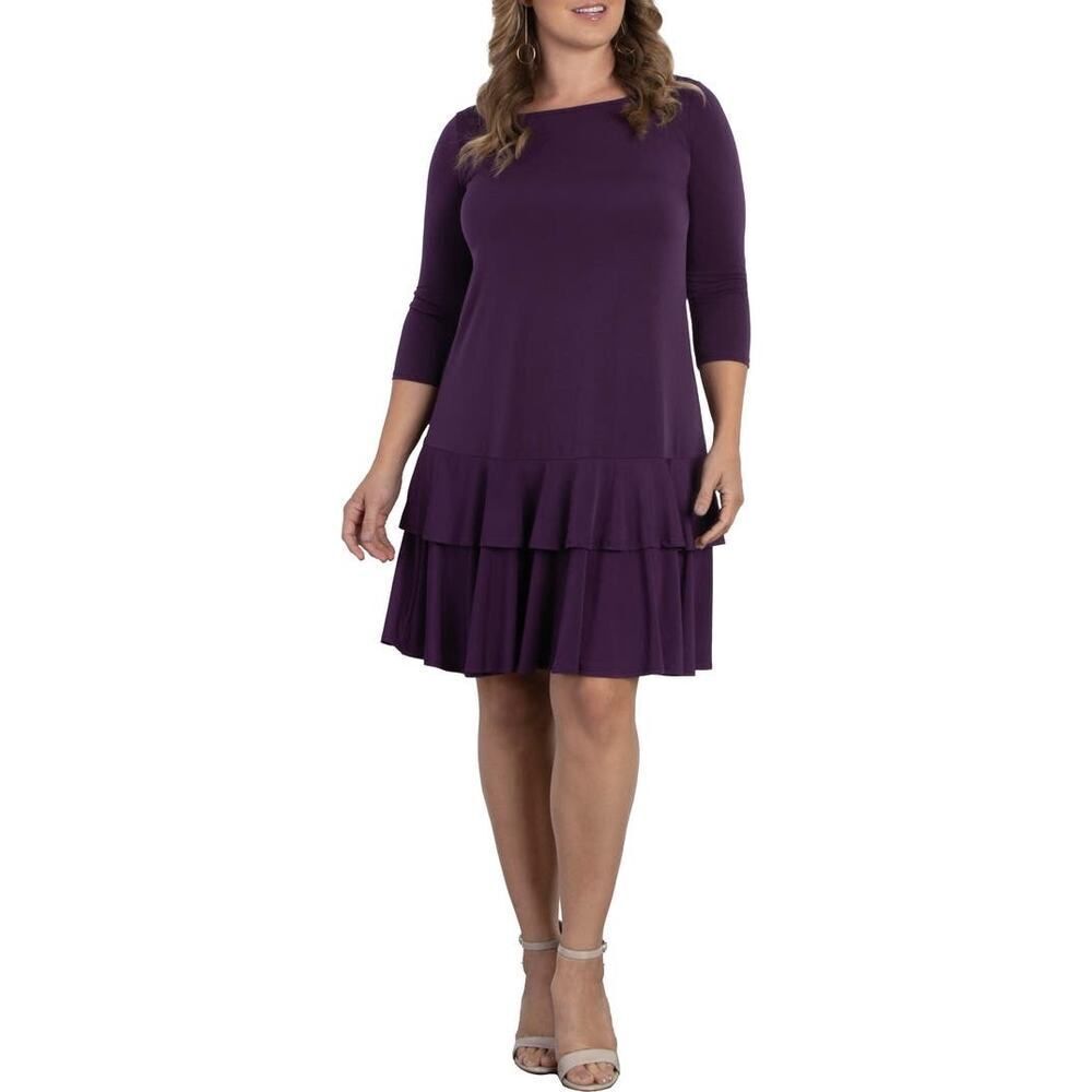 Kiyonna Purple Tiered Midi Dress